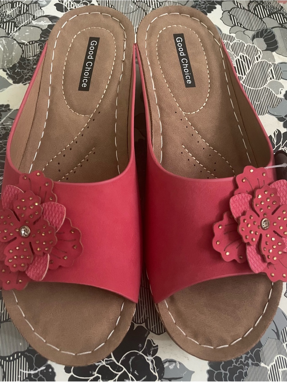 Coral Floral Slide Mules NWT